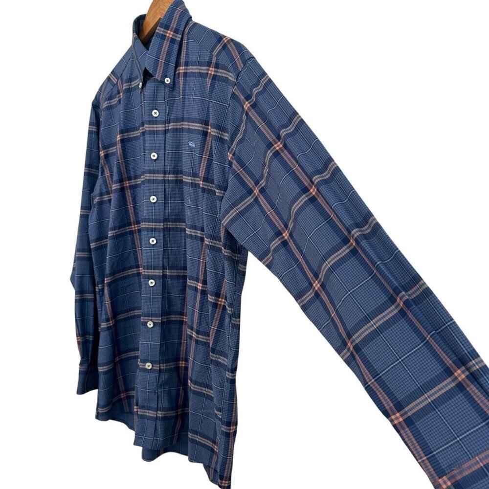 Southern Marsh Men’s Medium Blue And Orange Plaid Long Sleeve Button Down Shirt - Picture 2 of 3
